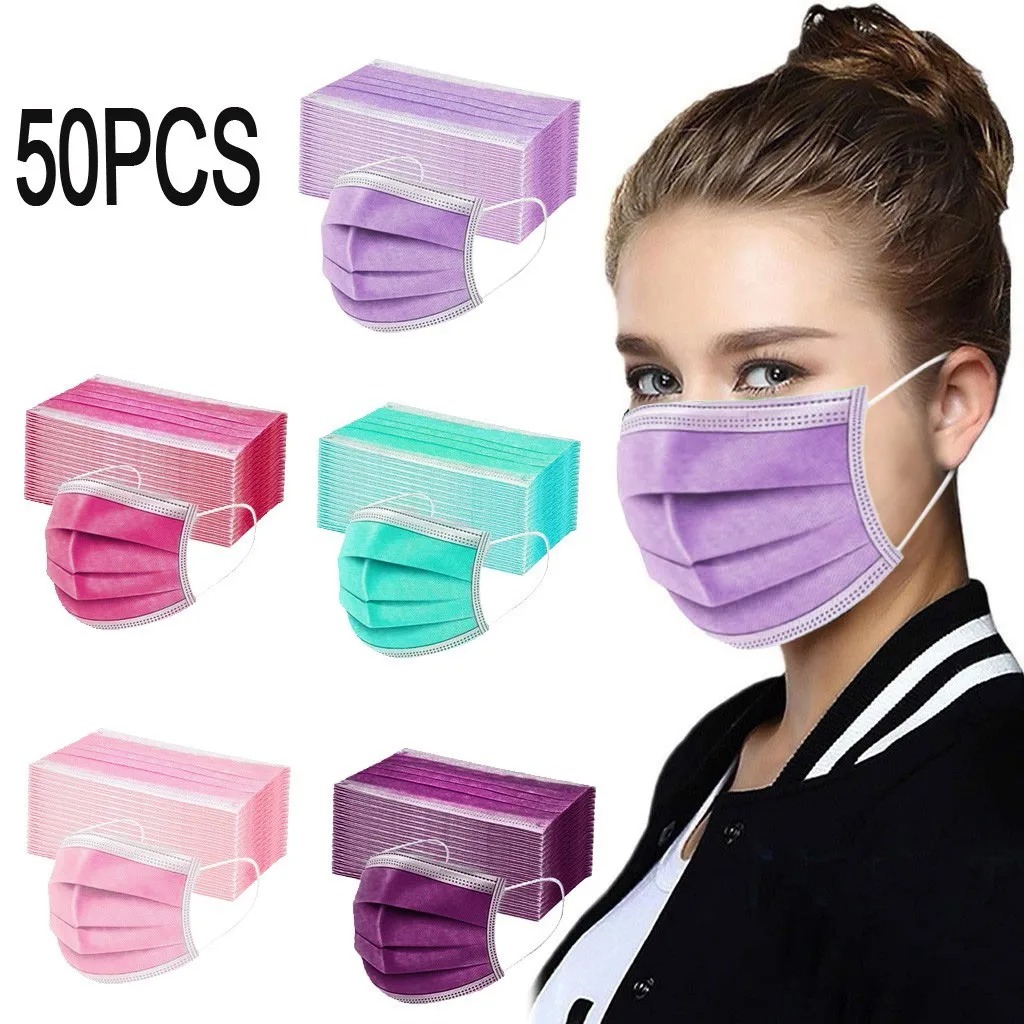 50PCS Women Man Solid Mask Dis – Disposable Surgical Mask recenzja i cena