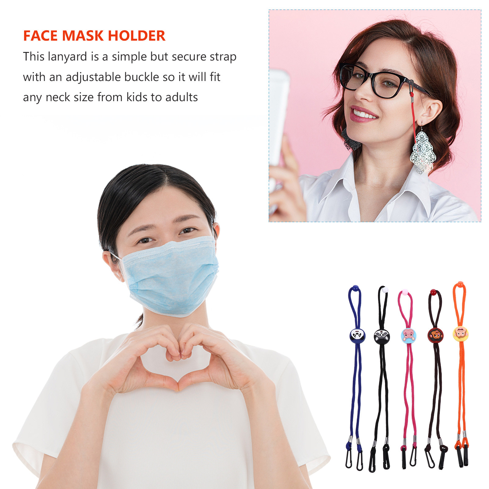 5Pcs Kids Face Mask Holder Lan – Mask Lanyard Adjustable recenzja i cena
