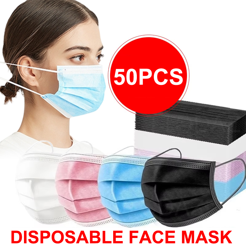 [H]50Pcs 3-layer Mask Face Mas – Disposable Mask Blue recenzja i cena
